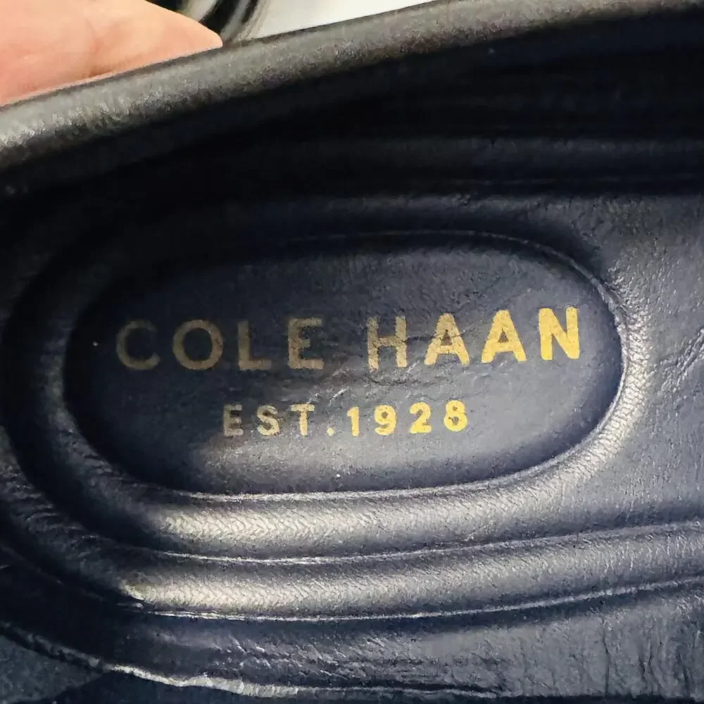 Cole Haan Shoes Mens 9 Black Leather Moc Toe Loafers Slip On Dress Comfort